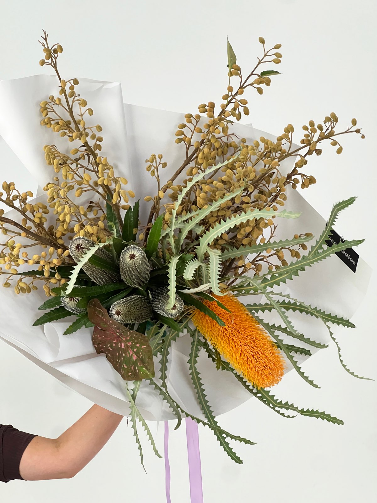 Textural Native Flower Bouquet – Sculptural Brutalist Arrangement Melbourne