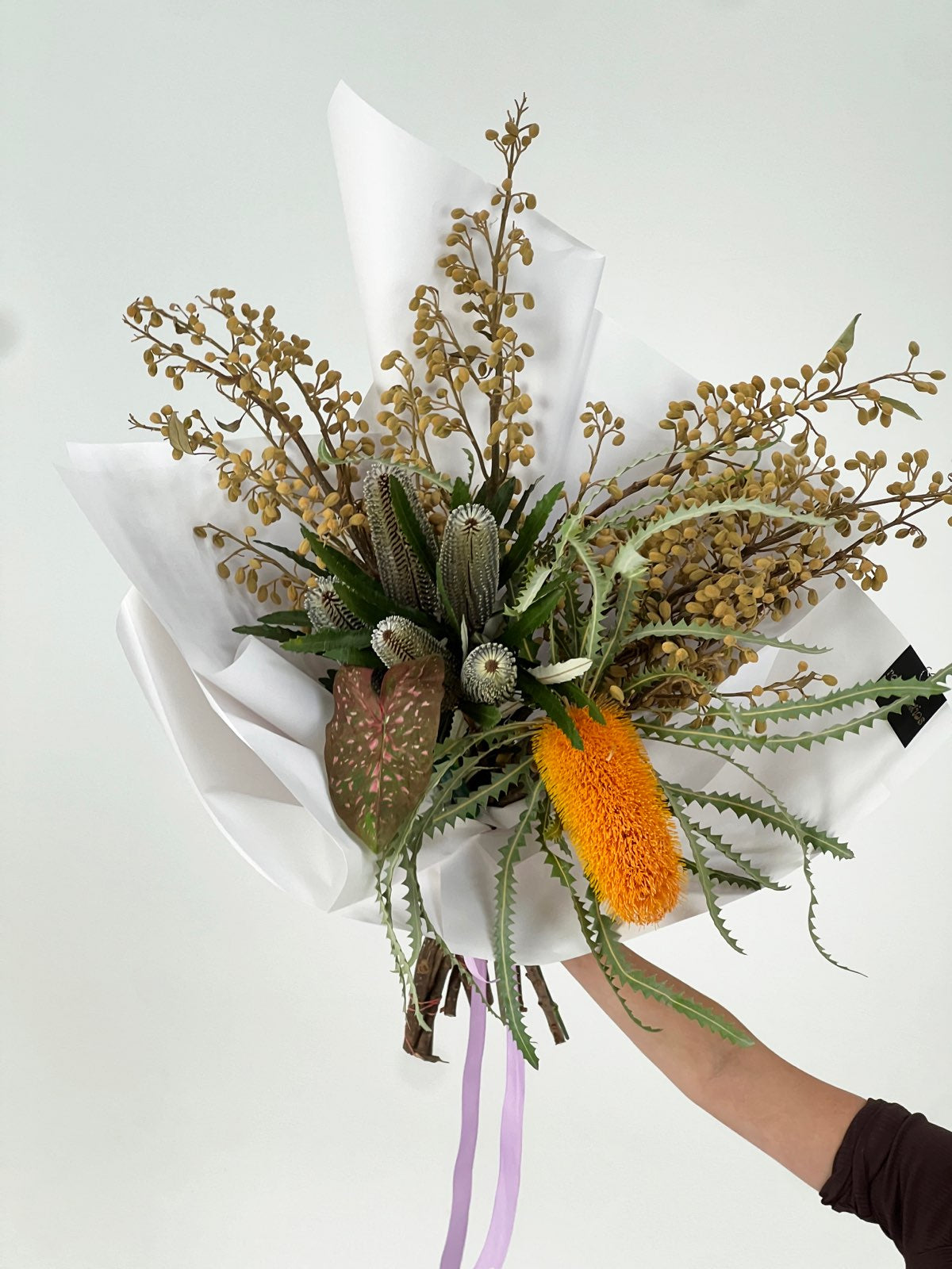 Textural Native Flower Bouquet – Sculptural Brutalist Arrangement Melbourne